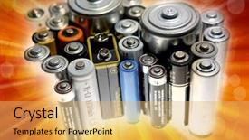  Presentation with battery - Colorful slide deck enhanced with battery storage - close-up of assorted size disposable backdrop and a yellow colored foreground