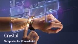  Presentation with smartwatch - Cool new slide deck with battery storage - female hand wearing smartwatch backdrop and a  colored foreground