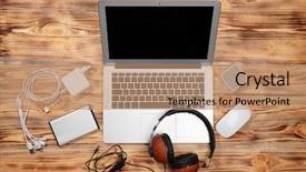  Presentation with information - Audience pleasing theme consisting of battery storage - laptop with accessories energy backdrop and a coral colored foreground