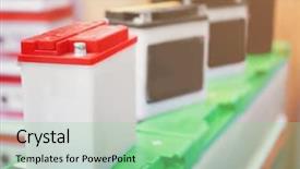  Presentation with batteries - Colorful presentation theme enhanced with battery storage - power car batteries presented backdrop and a  colored foreground