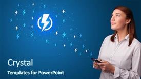  Presentation with brain power concept 3d - Presentation design featuring battery storage - young person using phone background and a ocean colored foreground