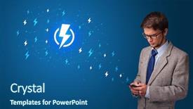  Presentation with power - Slides having battery storage - young person using phone background and a ocean colored foreground