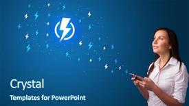  Presentation with brain power concept 3d - Beautiful PPT theme featuring battery storage - young person using phone backdrop and a ocean colored foreground