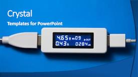  Presentation with blood tester - Audience pleasing slides consisting of battery tester diagnostic tool blue backdrop and a gray colored foreground