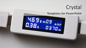  Presentation with battery - PPT theme featuring battery tester diagnostic tool white background and a light gray colored foreground