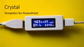  Presentation with ion - Amazing theme having battery tester diagnostic tool yellow backdrop and a gold colored foreground