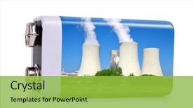 Presentation with nuclear power - Presentation theme with battery with nuclear power plant background and a yellow colored foreground
