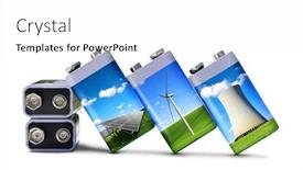  Presentation with solar battery power - PPT theme with battery-with-solar-panels-wind background and a white colored foreground