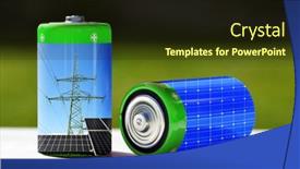  Presentation with resources - Presentation theme featuring battery-with-solar-panels background and a wine colored foreground