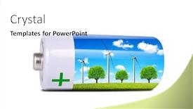  Presentation with resources - PPT layouts with battery-with-wind-turbines-isolated background and a white colored foreground