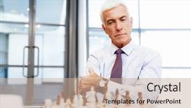  Presentation with chess - Presentation with battle mind - businessman in office playing chess background and a coral colored foreground