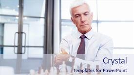  Presentation with chess - Presentation design having battle mind - businessman in office playing chess background and a  colored foreground