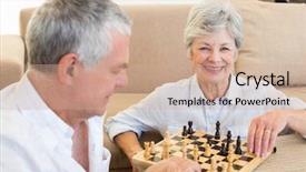  Presentation with battle - Slide set enhanced with battle mind - senior couple sitting on floor background and a coral colored foreground