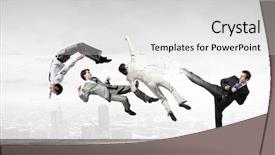  Presentation with battle - Slide deck consisting of battle of business team background and a  colored foreground