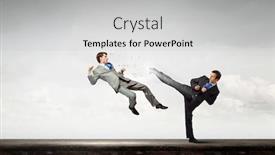  Presentation with battle - Beautiful slides featuring self defense - battle of two businessmen backdrop and a light gray colored foreground