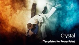  Presentation with sports judo - Presentation design consisting of battle of two fighters judo background and a black colored foreground