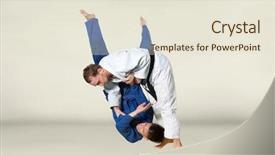  Presentation with sports judo - PPT layouts enhanced with battle of two fighters judo background and a lemonade colored foreground