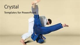  Presentation with sports judo - Presentation design having battle of two fighters judo background and a lemonade colored foreground