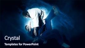  Presentation with battle - Presentation featuring battle of two fighters judo background and a navy blue colored foreground