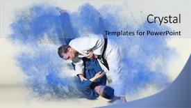  Presentation with sports judo - Cool new theme with battle of two fighters judo backdrop and a light blue colored foreground