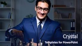  Presentation with strategy - Audience pleasing presentation theme consisting of battle plan - businessman playing chess in strategy backdrop and a  colored foreground