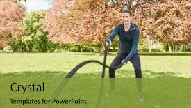  Presentation with battle - Beautiful PPT theme featuring battle rope training as functional backdrop and a gold colored foreground