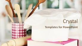  Presentation with cooking chef - Audience pleasing PPT theme consisting of battledore and cook book backdrop and a sky blue colored foreground