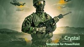  Presentation with sniper - Audience pleasing slides consisting of battlefield - armed soldier with sniper backdrop and a tawny brown colored foreground