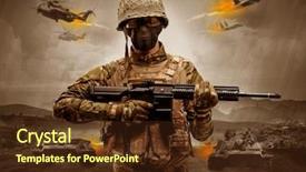  Presentation with sniper - Colorful slide deck enhanced with battlefield - armed soldier with sniper backdrop and a tawny brown colored foreground