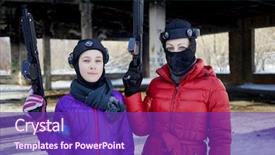  Presentation with battlefield - Amazing theme having battlefield - girl and woman with gaming backdrop and a violet colored foreground