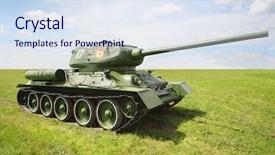  Presentation with tank - Cool new slides with battlefield - old legendary tank t-34 85 backdrop and a sky blue colored foreground