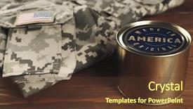  Presentation with manufacturing - Colorful presentation theme enhanced with battlefield - tin of combat ration backdrop and a tawny brown colored foreground