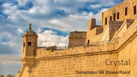  Presentation with malta - Slide set enhanced with battlement-walls-of-the-old background and a gold colored foreground