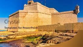  Presentation with old - PPT theme consisting of battlement-walls-of-the-old background and a yellow colored foreground