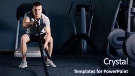  Presentation with battle - Presentation design enhanced with battles - muscular man is doing battle background and a navy blue colored foreground