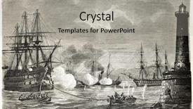  Presentation with port - Colorful slide set enhanced with battleship - attack to the monarca backdrop and a light gray colored foreground