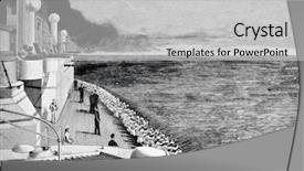  Presentation with submarine - Colorful presentation design enhanced with battleship defending the submarine engraving backdrop and a light gray colored foreground