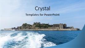  Presentation with battleship - Theme featuring battleship island in japan background and a light blue colored foreground