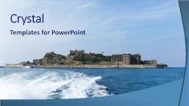  Presentation with battleship - Colorful PPT layouts enhanced with battleship island in japan backdrop and a light blue colored foreground