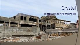  Presentation with city japan - Slides enhanced with battleship island in nagasaki city background and a  colored foreground