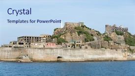  Presentation with battleship - Audience pleasing presentation theme consisting of battleship island in nagasaki city backdrop and a  colored foreground