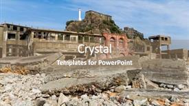  Presentation with battleship - Theme enhanced with battleship island in nagasaki city background and a  colored foreground