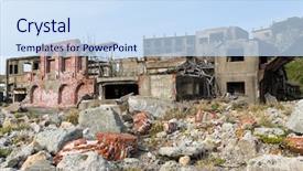  Presentation with battleship - Theme with battleship island in nagasaki background and a sky blue colored foreground