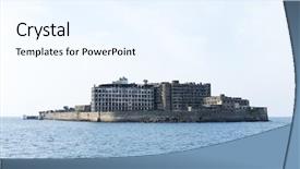  Presentation with battleship - PPT layouts enhanced with battleship island in nagasaki background and a sky blue colored foreground