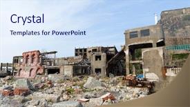  Presentation with battleship - Amazing presentation design having battleship island backdrop and a sky blue colored foreground