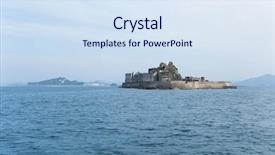  Presentation with battleship - Colorful PPT theme enhanced with battleship island backdrop and a sky blue colored foreground