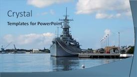  Presentation with ahu - Theme having battleship-missouri-memorial-at-pearl background and a light blue colored foreground