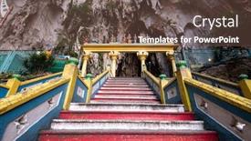  Presentation with kuala lumpur - Audience pleasing presentation theme consisting of batu-caves-statue-and-entrance backdrop and a tawny brown colored foreground