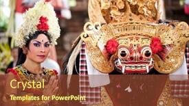  Presentation with balinese traditional dance barong - Colorful slide deck enhanced with batubulan-bali-indonesia-june-23 backdrop and a tawny brown colored foreground