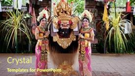  Presentation with balinese traditional dance barong - Amazing slides having batubulan-bali-indonesia-june-23 backdrop and a tawny brown colored foreground